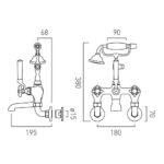 Vado Axbridge Cross Nickel Wall Bath Shower Mixer Tap
