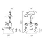 Vado Axbridge Cross Chrome Wall Bath Shower Mixer Tap