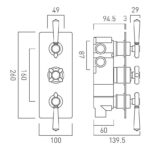 Vado Axbridge Nickel 3 Outlet, 3 Handle Concealed Thermostatic Valve