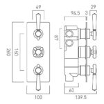 Vado Axbridge Chrome 3 Outlet, 3 Handle Thermostatic Shower Valve