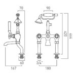 Vado Axbridge Cross Nickel Bath Shower Mixer Tap
