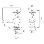 Vado Axbridge Cross Nickel Bath Pillar Taps