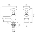 Vado Axbridge Cross Chrome Bath Pillar Taps