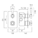 Vado Axbridge Nickel 2 Outlet, 2 Handle Concealed Thermostatic Valve