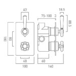 Vado Axbridge Nickel 1 Outlet, 2 Handle Concealed Thermostatic Shower Valve