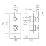 Vado Axbridge Chrome 1 Outlet, 2 Handle Concealed Thermostatic Shower Valve