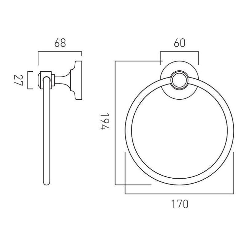Vado Axbridge Nickel Towel Ring