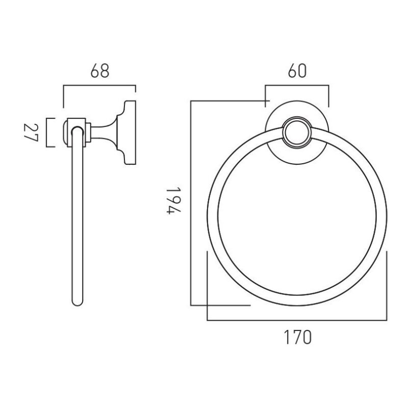 Vado Axbridge Chrome Towel Ring