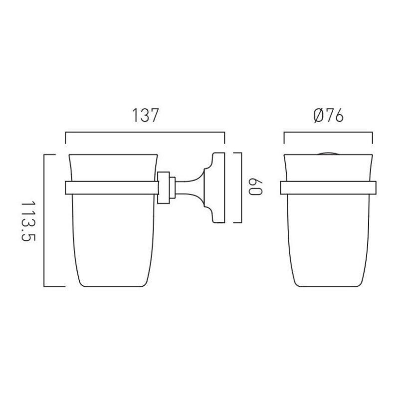 Vado Axbridge Ceramic Tumbler & Holder Chrome