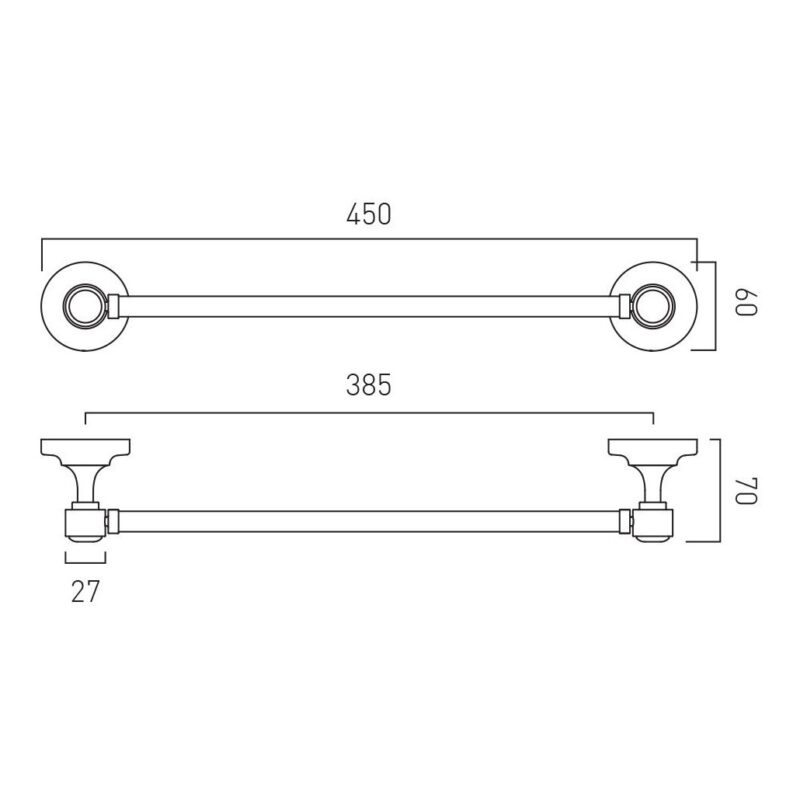 Vado Axbridge Nickel 450mm Towel Rail