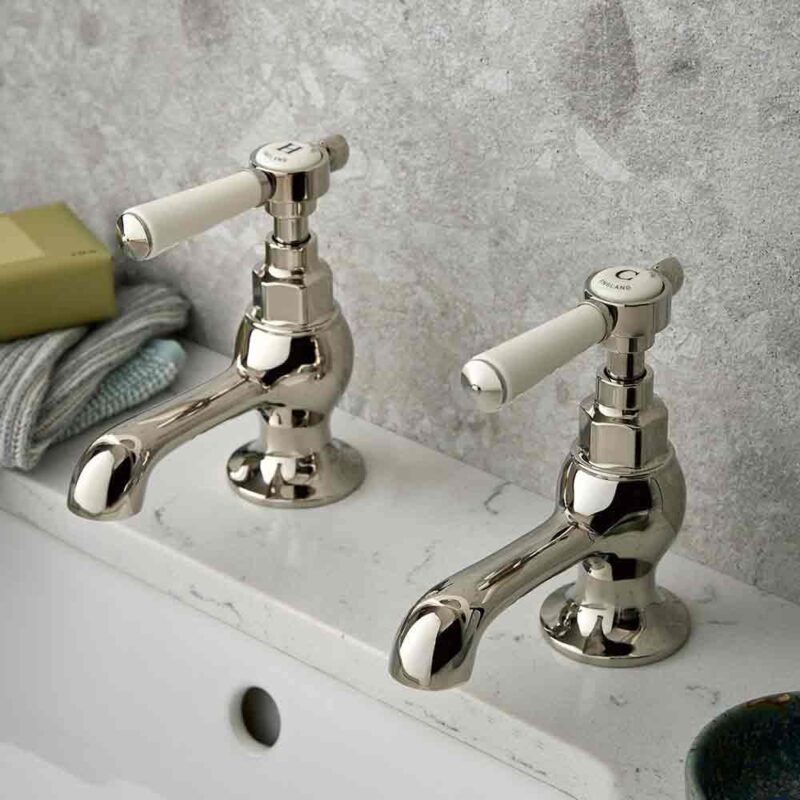 Vado Axbridge Lever Nickel Basin Pillar Taps