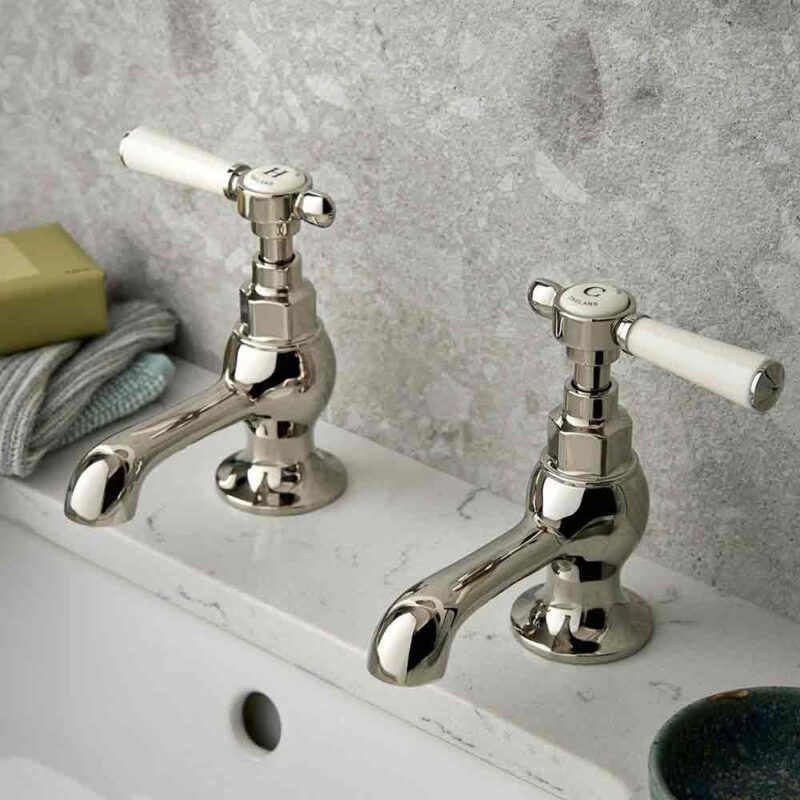 Vado Axbridge Lever Nickel Basin Pillar Taps