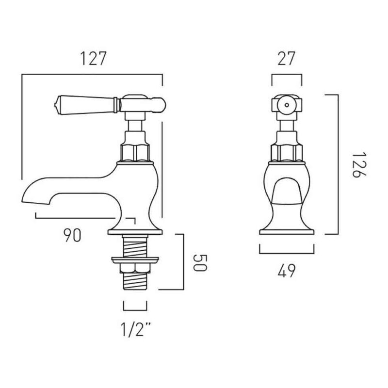 Vado Axbridge Lever Nickel Basin Pillar Taps