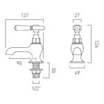 Vado Axbridge Lever Chrome Basin Pillar Taps