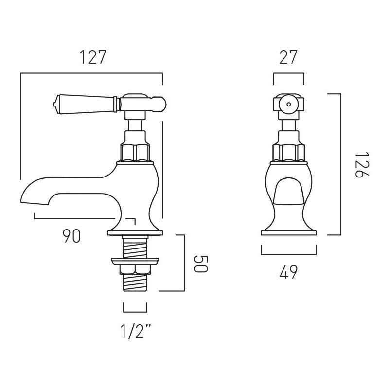 Vado Axbridge Lever Chrome Basin Pillar Taps