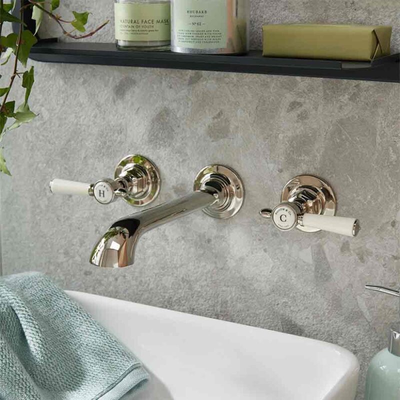 Vado Axbridge Lever Nickel Wall Mounted Basin Mixer Tap