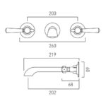 Vado Axbridge Lever Chrome Wall Mounted Basin Mixer Tap