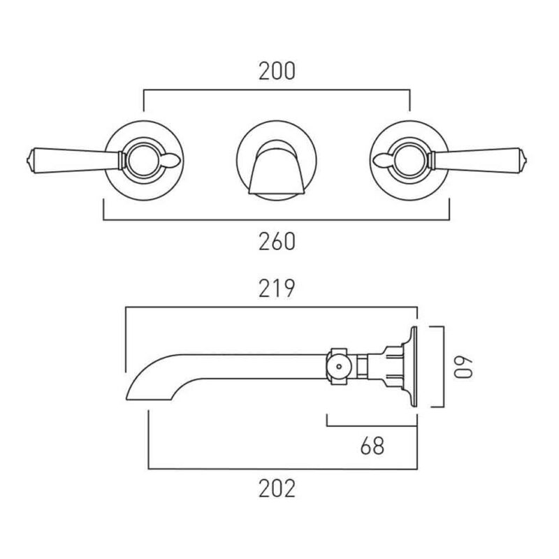 Vado Axbridge Lever Chrome Wall Mounted Basin Mixer Tap