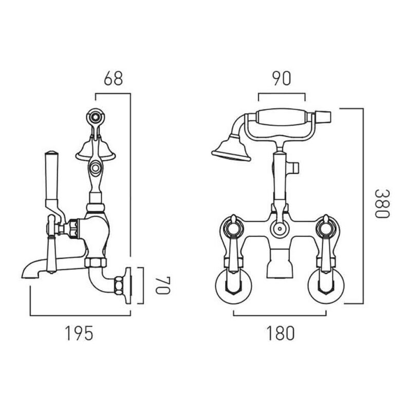 Vado Axbridge Lever Nickel Wall Bath Shower Mixer Tap