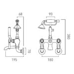 Vado Axbridge Lever Chrome Wall Bath Shower Mixer Tap