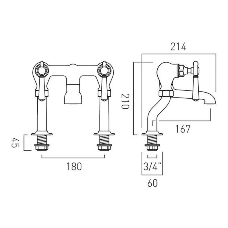 Vado Axbridge Lever Nickel Bath Filler Tap