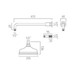 Vado Axbridge Nickel 200mm Shower Head & Arm