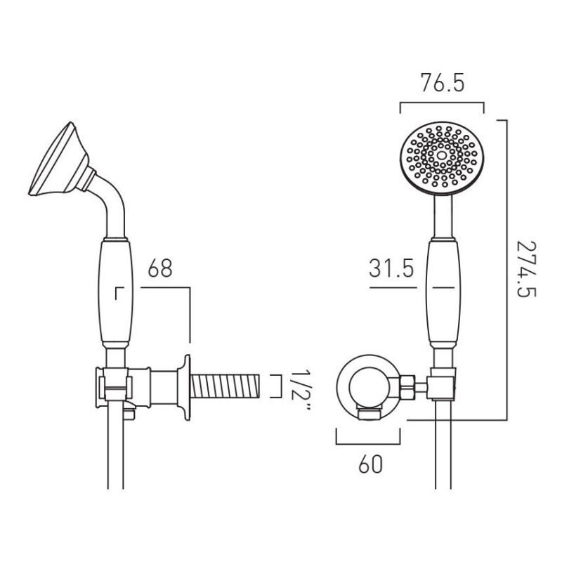 Vado Axbridge Nickel Mini Shower Kit with Outlet & Bracket