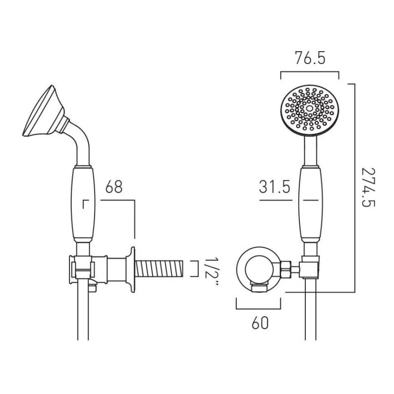 Vado Axbridge Chrome Mini Shower Kit with Outlet & Bracket