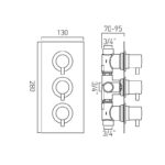Vado Celsius 2 Outlet 3 Handle Thermostatic Valve