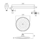 Vado Ceres Self-Cleaning Shower Head & Arm 235mm