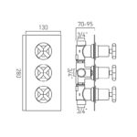 Vado Elements 2 Outlet 3 Handle Thermostatic Valve