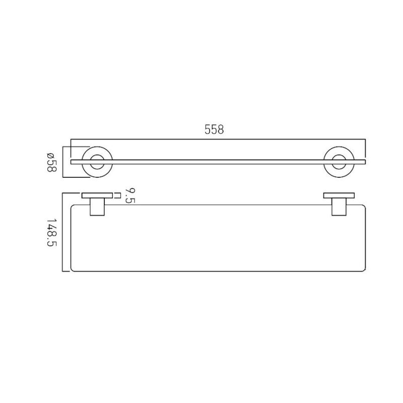 Vado Elements Frosted Glass Shelf 558mm