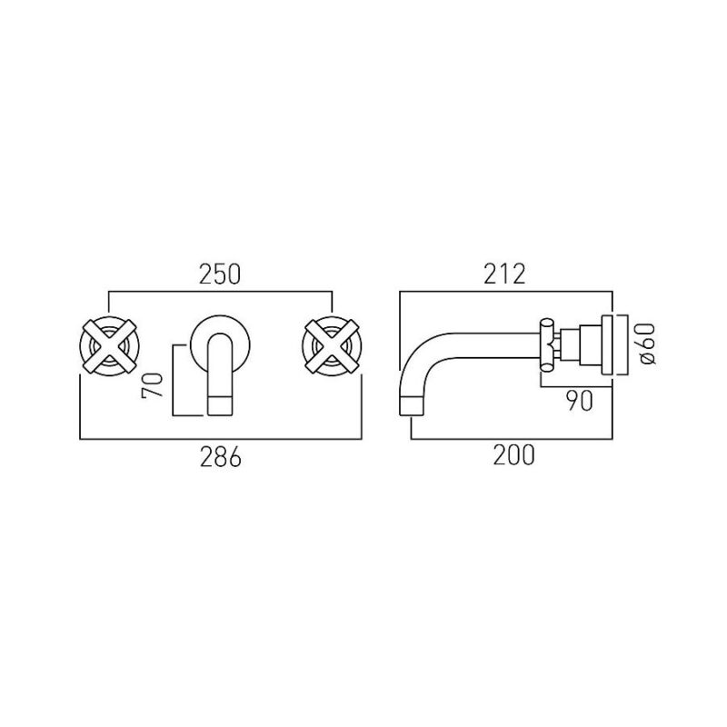 Vado Elements Wall Mounted Bath Filler 200mm Spout