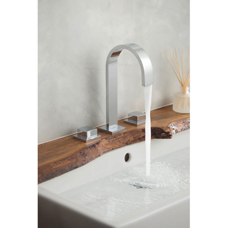 Vado Geo Deck Mounted 3 Hole Basin Mixer with Square Handles