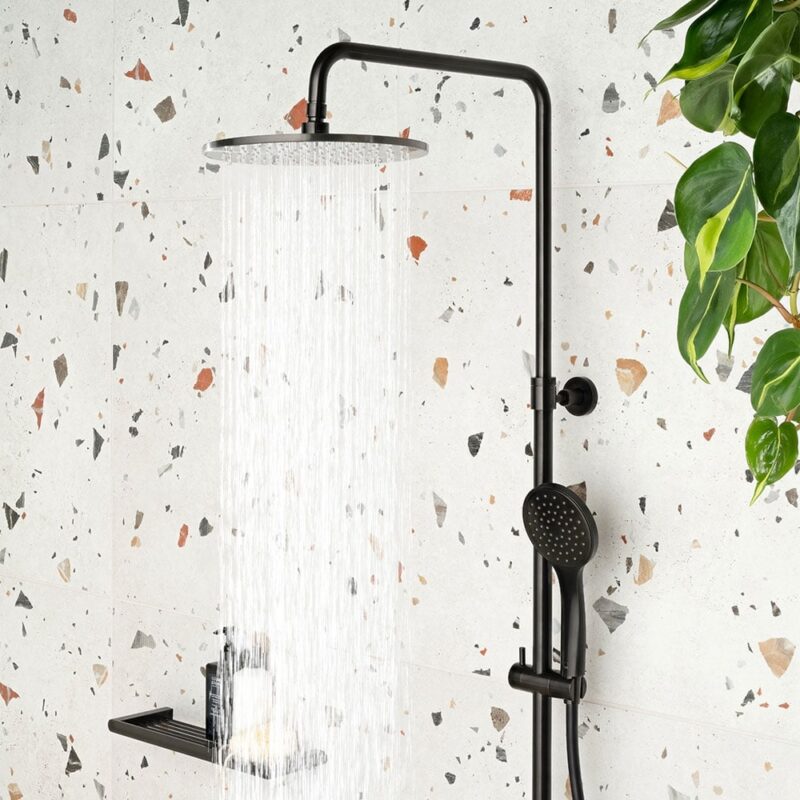 Vado Nebula Brushed Black Thermostatic Round Shower Column