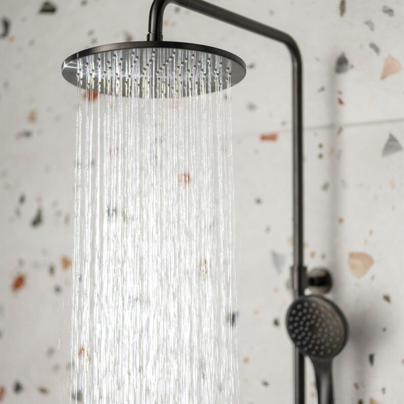 Vado Nebula Brushed Black Thermostatic Round Shower Column