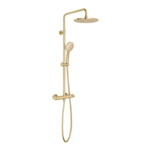 Vado Nebula Brushed Gold Thermostatic Round Shower Column