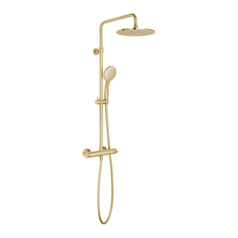 Vado Nebula Brushed Gold Thermostatic Round Shower Column