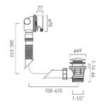 Vado Brushed Nickel Round Clic-Clac Bath Filler Waste & Overflow