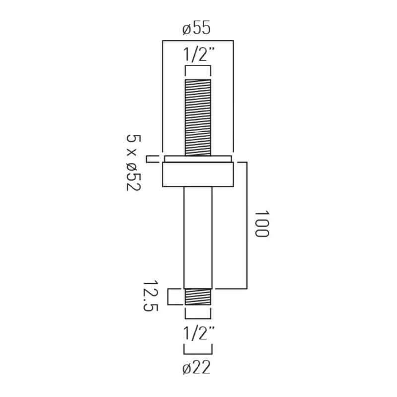 Vado Brushed Black Fixed Ceiling Mounted Shower Arm 100mm
