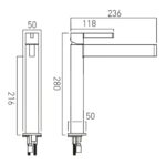 Vado Edit Brushed Nickel Extended Mono Basin Mixer Tap