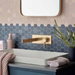 Vado Edit Brushed Gold Wall Mounted Basin Mixer with Rectangular Backplate
