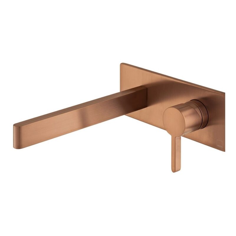 Vado Edit Brushed Bronze Wall Basin Mixer with Rectangular Backplate