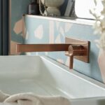 Vado Edit Brushed Bronze Wall Basin Mixer with Rectangular Backplate