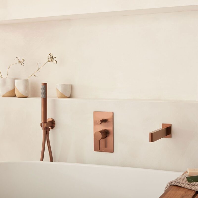 Vado Edit Brushed Bronze Wall Mounted Bath Spout
