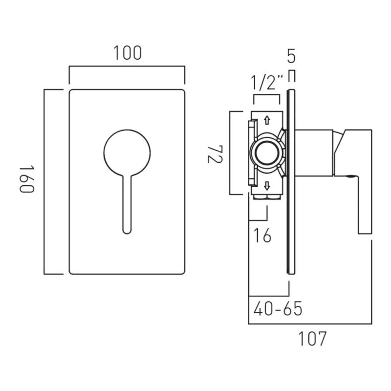 Vado Edit Brushed Gold 1 Outlet Concealed Manual Shower Valve