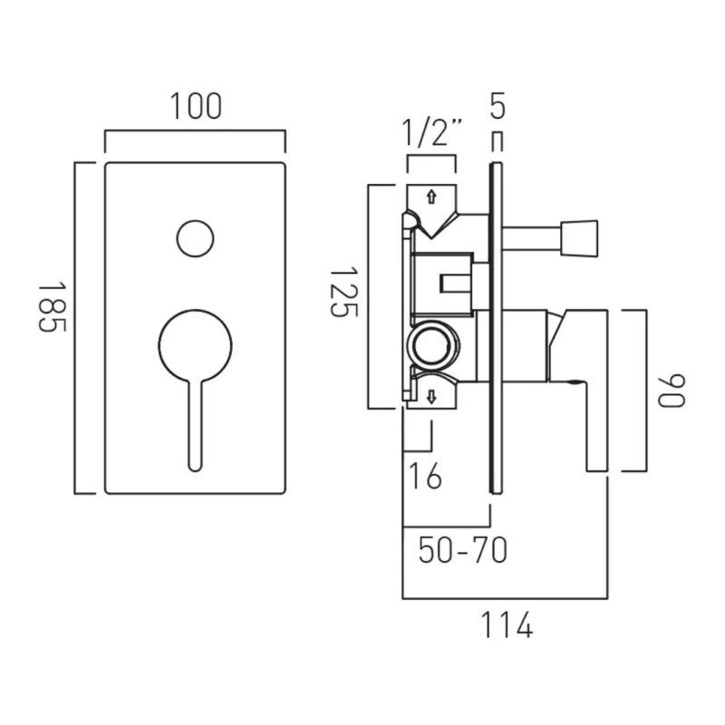 Vado Edit Brushed Nickel 2 Outlet Concealed Single Lever Shower Valve