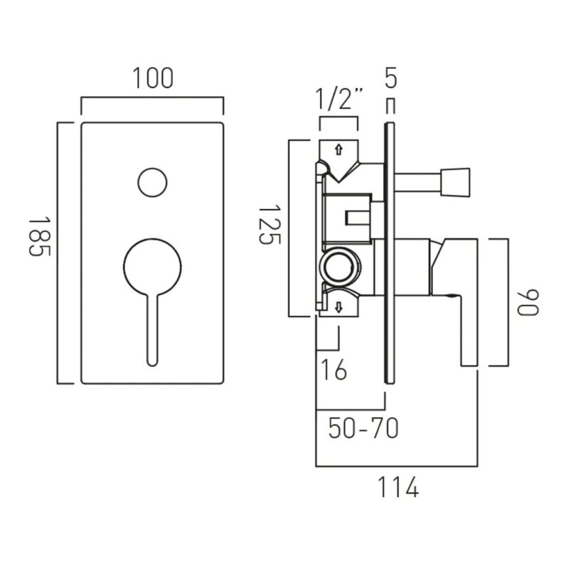 Vado Edit Brushed Bronze 2 Outlet Concealed Single Lever Shower Valve