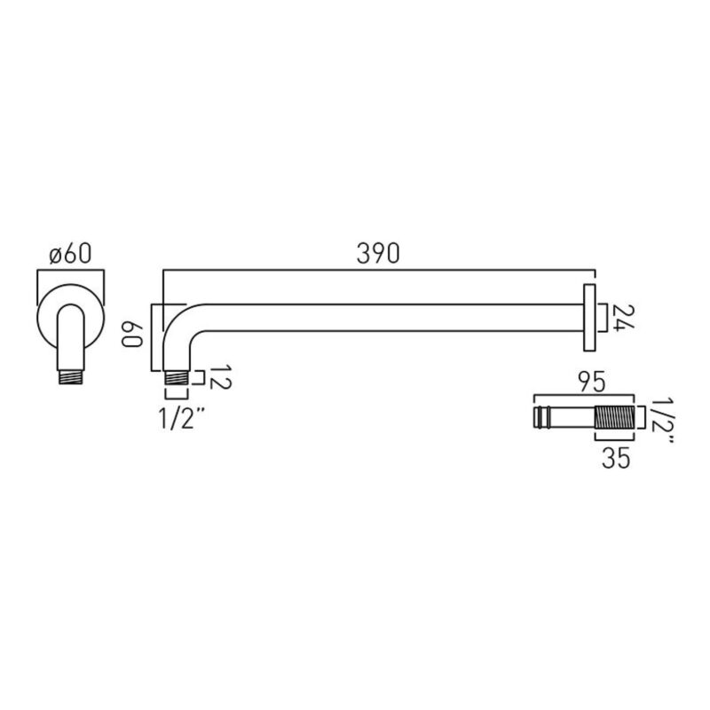 Vado Brushed Bronze Easy Fit Round Shower Arm