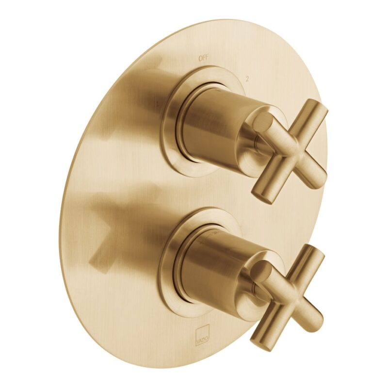 Vado DX Elements Brushed Gold 2 Outlet 2 Handle Concealed Thermostatic Valve Vado DX Elements Brushed Gold 2 Outlet 2 Handle Concealed Thermostatic Valve